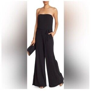 Go Couture Strapless Tube Wide-Leg Black Jumpsuit NWOT Size M